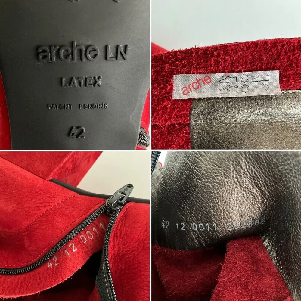 Arche LN  Suede Ankle Comfort Boots Red 42